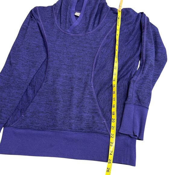 Athleta Pullover Hoodie Women M Dolman Sleeve Heathered Purple Kangaroo Pocket - Picture 8 of 11